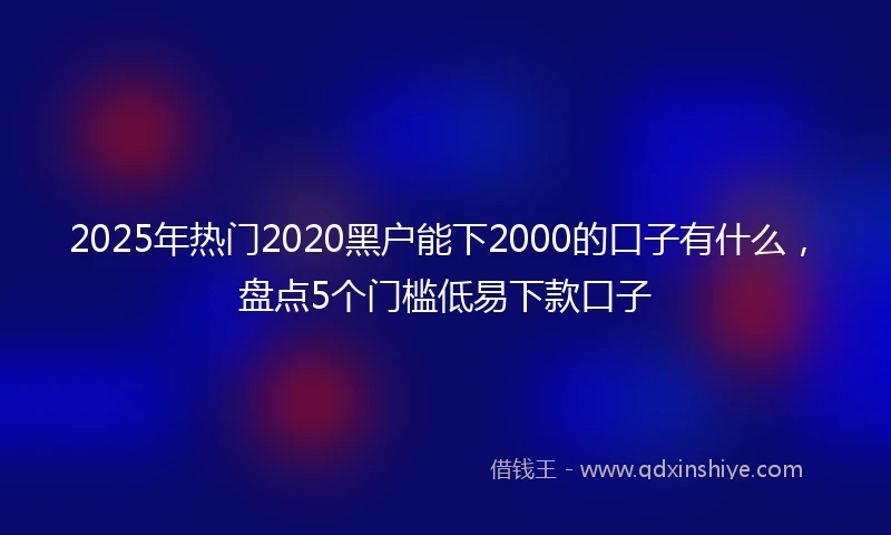 2025年热门2020黑户能下2000的口子有什么，盘点5个门槛低易下款口子