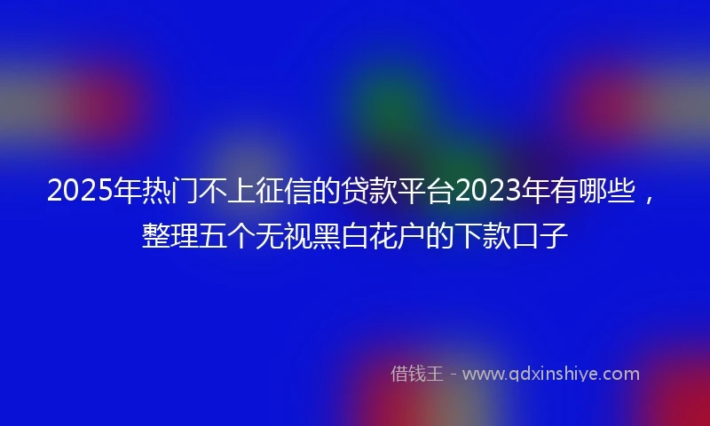 2025年热门不上征信的贷款平台2023年有哪些，整理五个无视黑白花户的下款口子