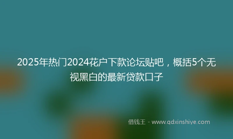 2025年热门2024花户下款论坛贴吧，概括5个无视黑白的最新贷款口子