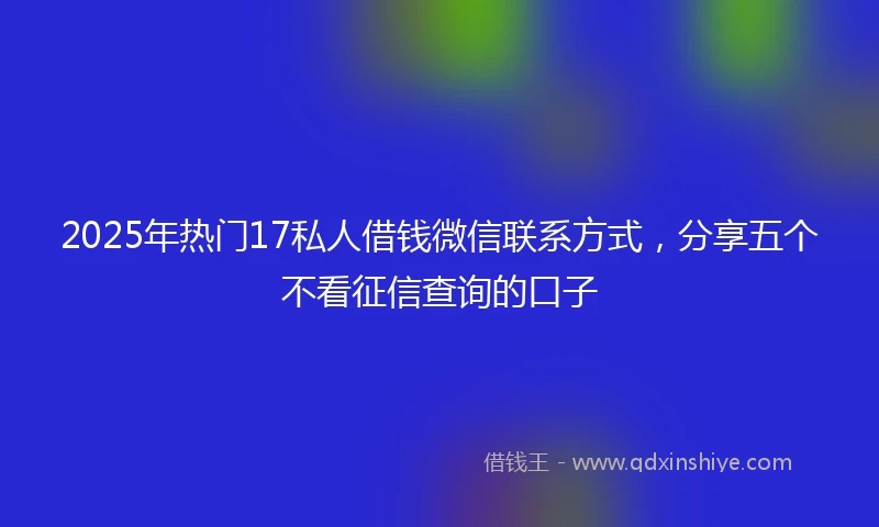 2025年热门17私人借钱微信联系方式，分享五个不看征信查询的口子