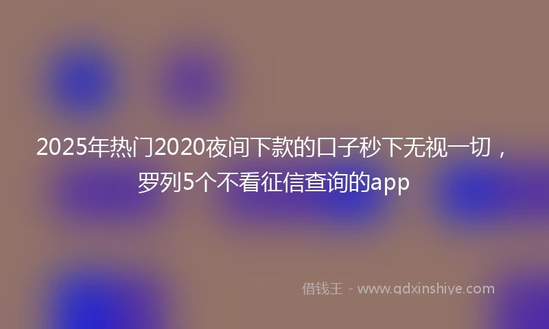 2025年热门2020夜间下款的口子秒下无视一切，罗列5个不看征信查询的app
