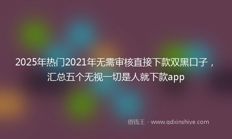2025年热门2021年无需审核直接下款双黑口子，汇总五个无视一切是人就下款app