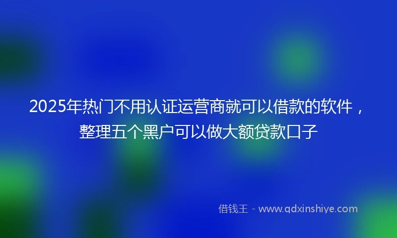 2025年热门不用认证运营商就可以借款的软件，整理五个黑户可以做大额贷款口子