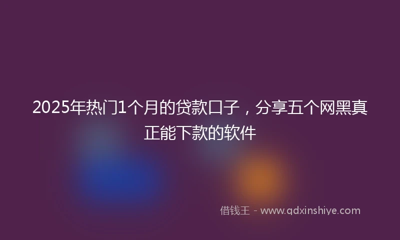 2025年热门1个月的贷款口子，分享五个网黑真正能下款的软件