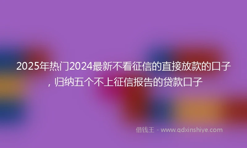 2025年热门2024最新不看征信的直接放款的口子，归纳五个不上征信报告的贷款口子
