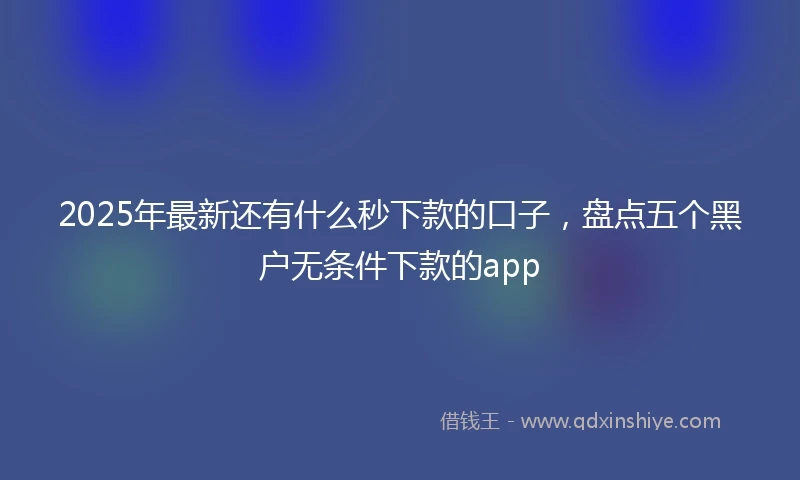 2025年最新还有什么秒下款的口子，盘点五个黑户无条件下款的app