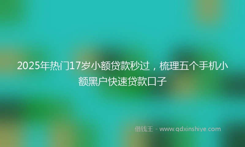 2025年热门17岁小额贷款秒过，梳理五个手机小额黑户快速贷款口子