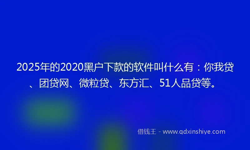 2025年的2020黑户下款的软件叫什么有：你我贷、团贷网、微粒贷、东方汇、51人品贷等。
