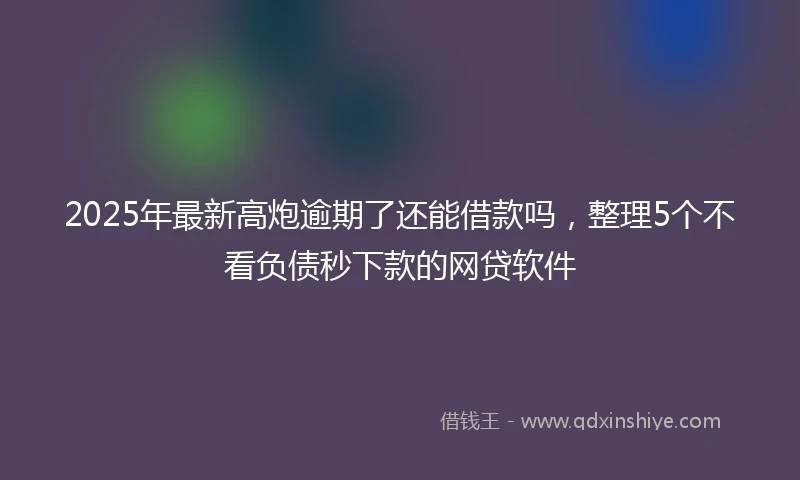 2025年最新高炮逾期了还能借款吗，整理5个不看负债秒下款的网贷软件