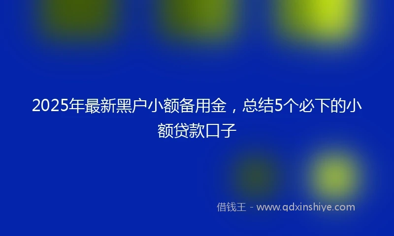 2025年最新黑户小额备用金，总结5个必下的小额贷款口子
