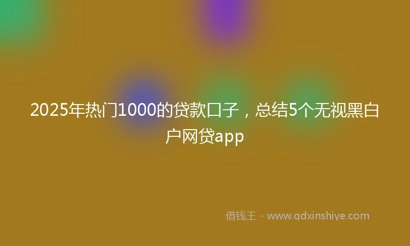2025年热门1000的贷款口子，总结5个无视黑白户网贷app