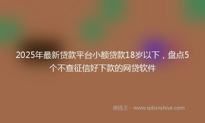 2025年最新贷款平台小额贷款18岁以下，盘点5个不查征信好下款的网贷软件