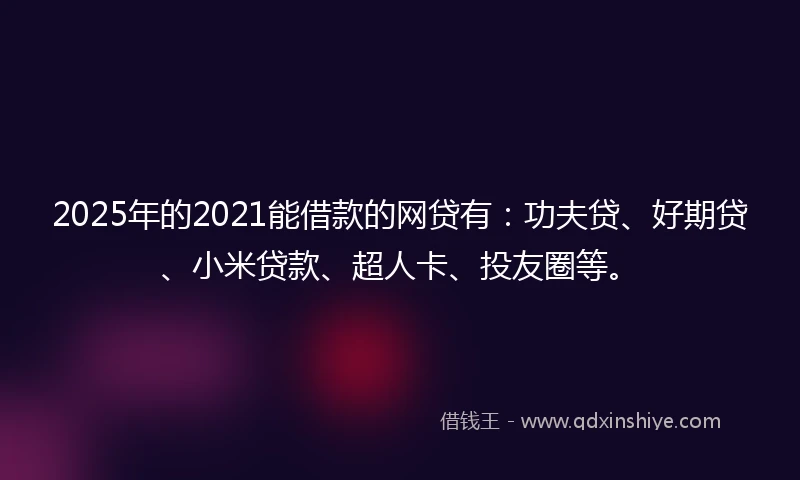 2025年的2021能借款的网贷有：功夫贷、好期贷、小米贷款、超人卡、投友圈等。