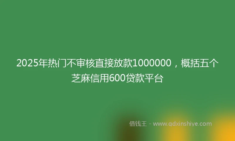 2025年热门不审核直接放款1000000，概括五个芝麻信用600贷款平台
