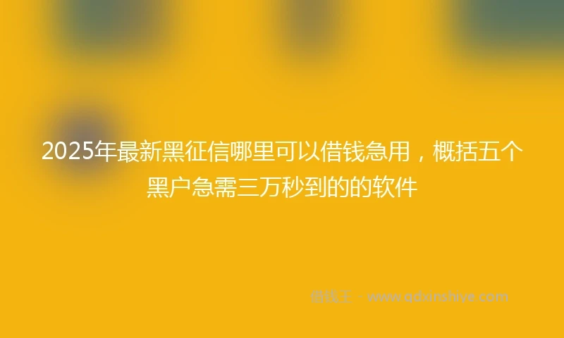 2025年最新黑征信哪里可以借钱急用，概括五个黑户急需三万秒到的的软件