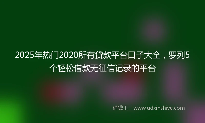 2025年热门2020所有贷款平台口子大全，罗列5个轻松借款无征信记录的平台