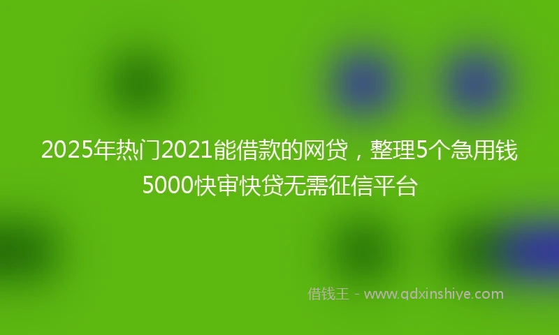 2025年热门2021能借款的网贷，整理5个急用钱5000快审快贷无需征信平台