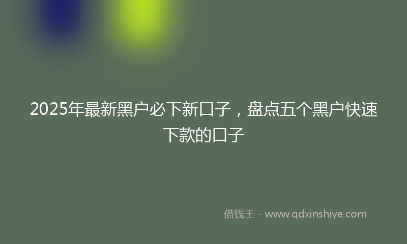 2025年最新黑户必下新口子，盘点五个黑户快速下款的口子