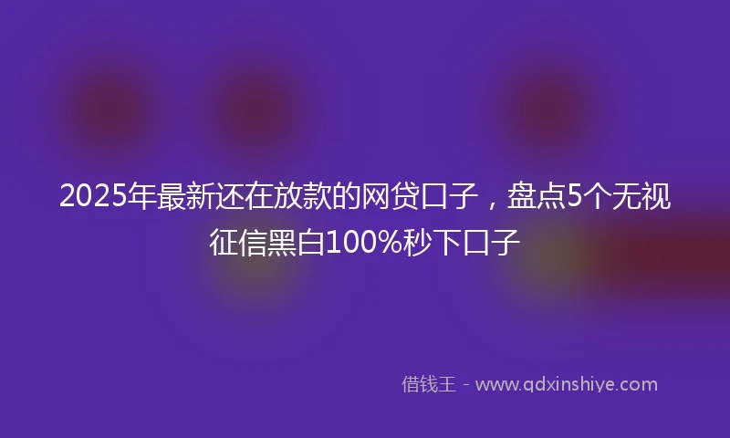 2025年最新还在放款的网贷口子，盘点5个无视征信黑白100%秒下口子