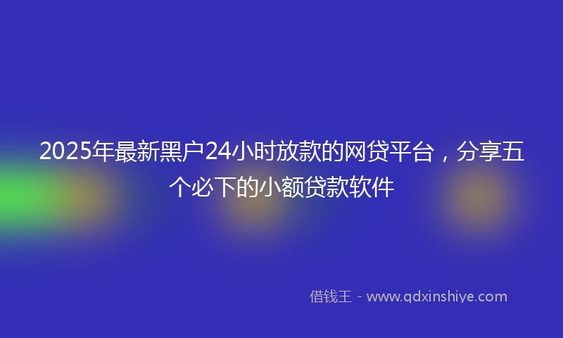 2025年最新黑户24小时放款的网贷平台，分享五个必下的小额贷款软件