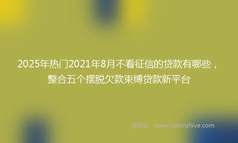 2025年热门2021年8月不看征信的贷款有哪些，整合五个摆脱欠款束缚贷款新平台