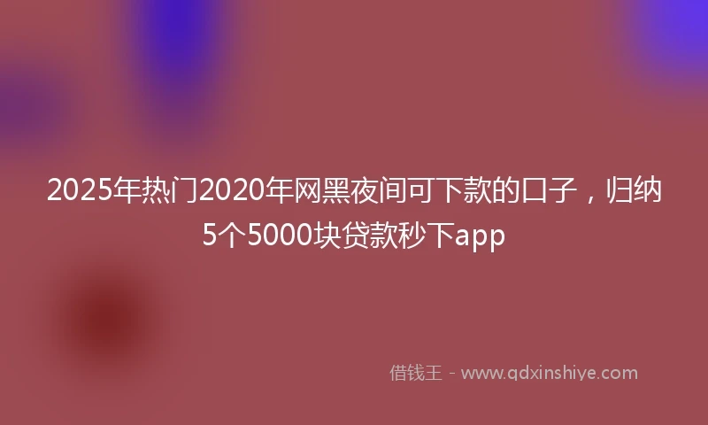2025年热门2020年网黑夜间可下款的口子，归纳5个5000块贷款秒下app