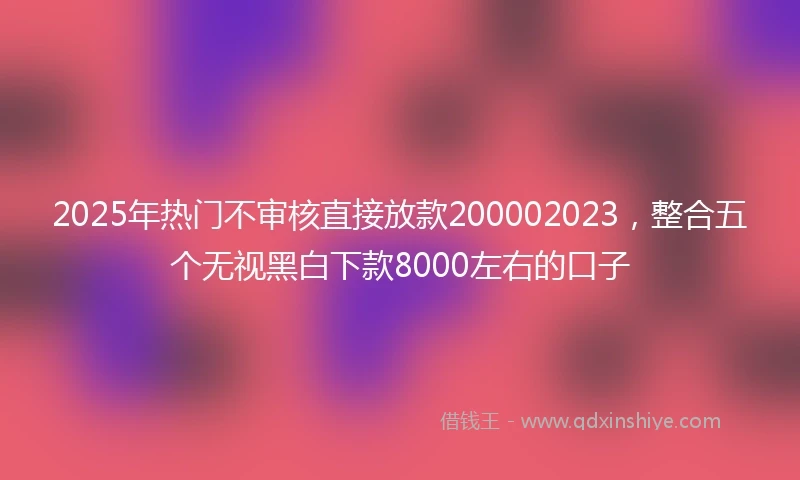 2025年热门不审核直接放款200002023，整合五个无视黑白下款8000左右的口子