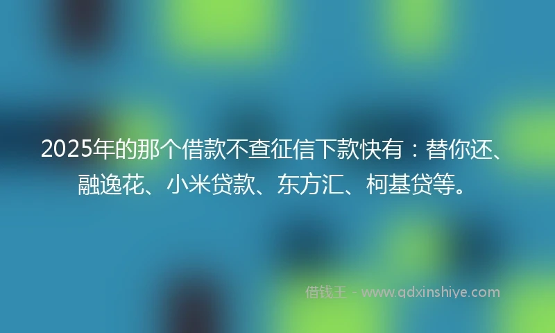 2025年的那个借款不查征信下款快有：替你还、融逸花、小米贷款、东方汇、柯基贷等。