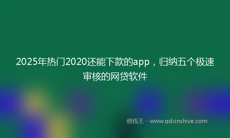 2025年热门2020还能下款的app，归纳五个极速审核的网贷软件
