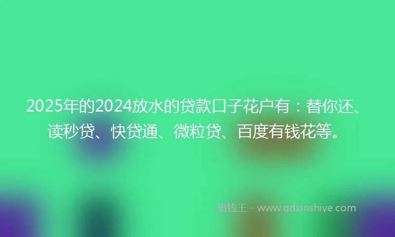 2025年的2024放水的贷款口子花户有：替你还、读秒贷、快贷通、微粒贷、百度有钱花等。