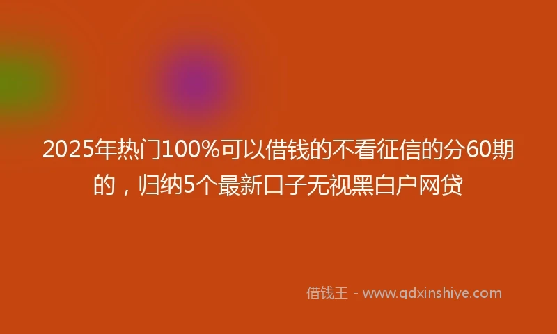 2025年热门100%可以借钱的不看征信的分60期的，归纳5个最新口子无视黑白户网贷