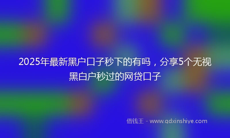 2025年最新黑户口子秒下的有吗，分享5个无视黑白户秒过的网贷口子