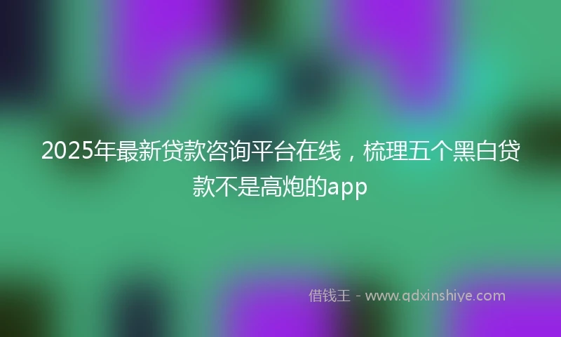 2025年最新贷款咨询平台在线，梳理五个黑白贷款不是高炮的app
