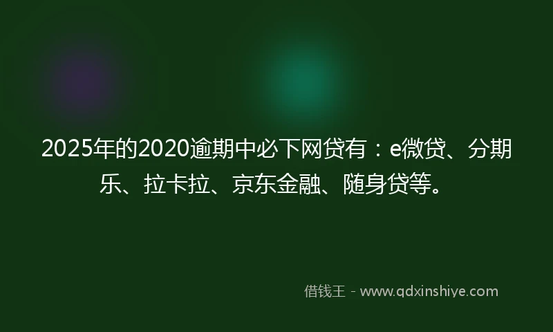 2025年的2020逾期中必下网贷有：e微贷、分期乐、拉卡拉、京东金融、随身贷等。