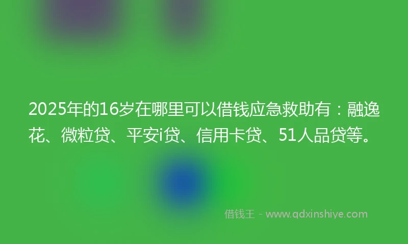 2025年的16岁在哪里可以借钱应急救助有：融逸花、微粒贷、平安i贷、信用卡贷、51人品贷等。