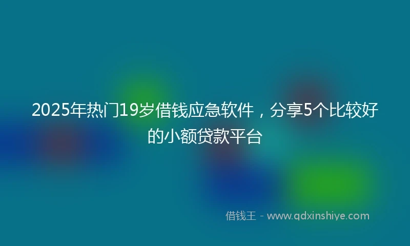 2025年热门19岁借钱应急软件，分享5个比较好的小额贷款平台