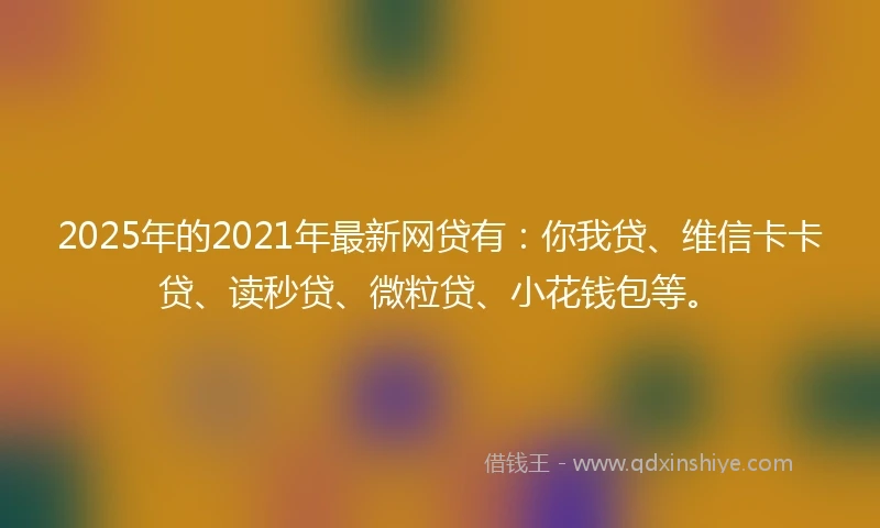 2025年的2021年最新网贷有：你我贷、维信卡卡贷、读秒贷、微粒贷、小花钱包等。