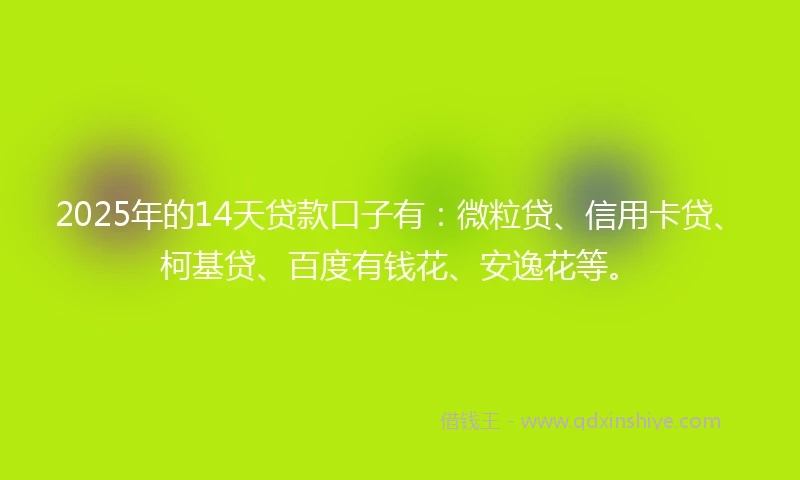 2025年的14天贷款口子有：微粒贷、信用卡贷、柯基贷、百度有钱花、安逸花等。