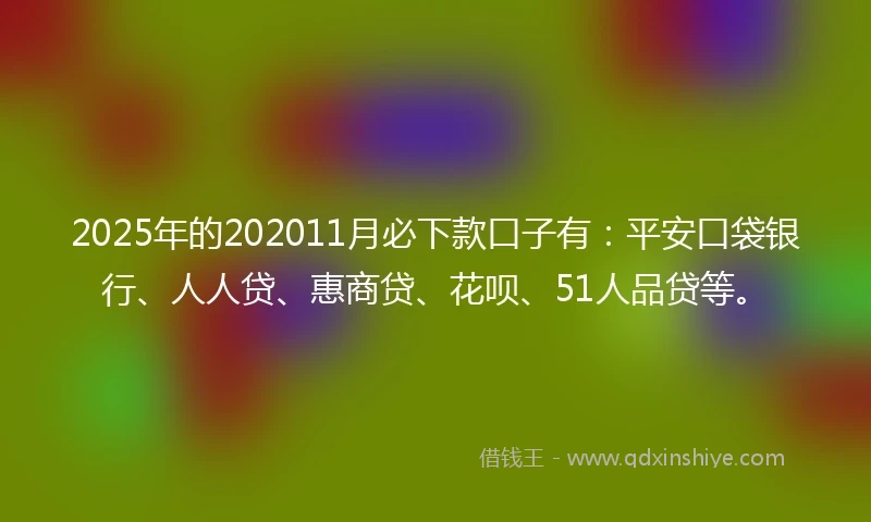 2025年的202011月必下款口子有：平安口袋银行、人人贷、惠商贷、花呗、51人品贷等。
