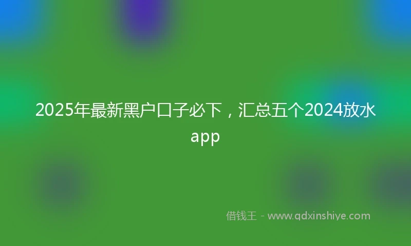 2025年最新黑户口子必下，汇总五个2024放水app