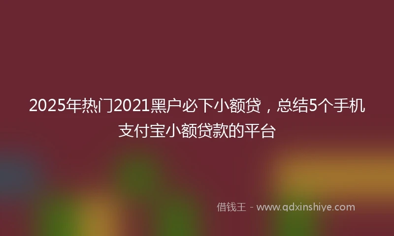 2025年热门2021黑户必下小额贷，总结5个手机支付宝小额贷款的平台