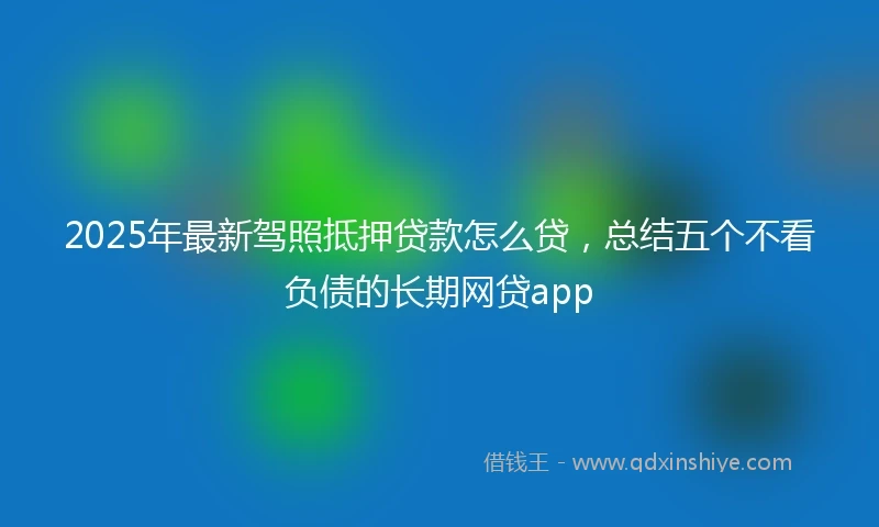 2025年最新驾照抵押贷款怎么贷，总结五个不看负债的长期网贷app