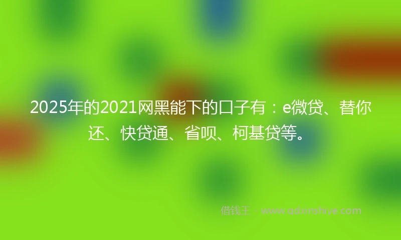 2025年的2021网黑能下的口子有：e微贷、替你还、快贷通、省呗、柯基贷等。