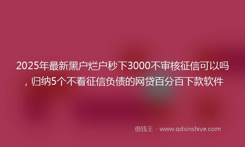 2025年最新黑户烂户秒下3000不审核征信可以吗，归纳5个不看征信负债的网贷百分百下款软件