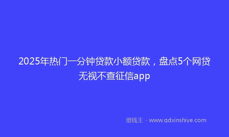 2025年热门一分钟贷款小额贷款，盘点5个网贷无视不查征信app