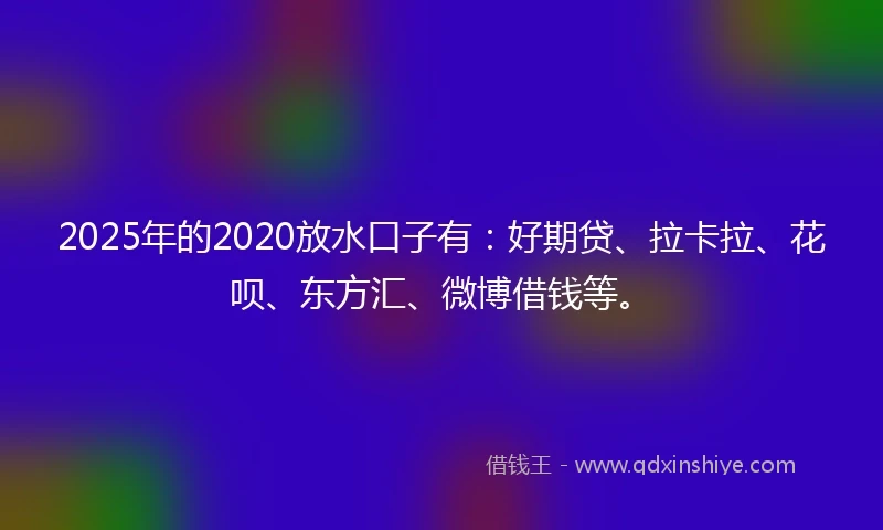 2025年的2020放水口子有：好期贷、拉卡拉、花呗、东方汇、微博借钱等。