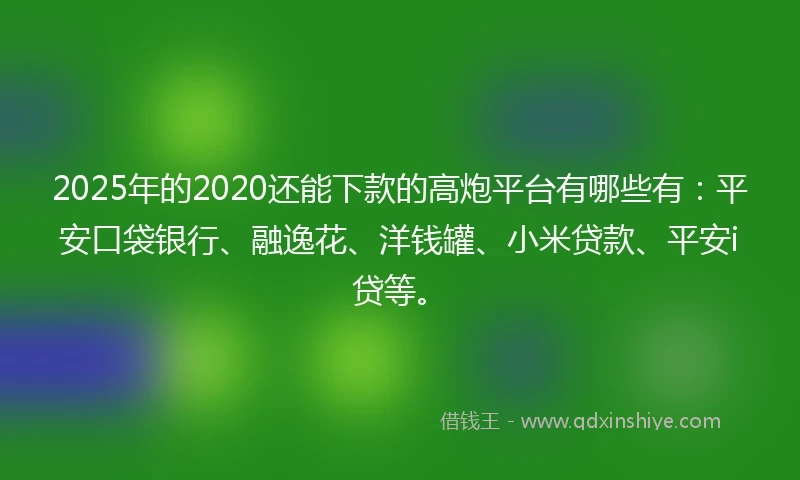 2025年的2020还能下款的高炮平台有哪些有：平安口袋银行、融逸花、洋钱罐、小米贷款、平安i贷等。