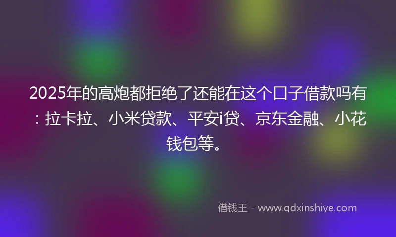 2025年的高炮都拒绝了还能在这个口子借款吗有：拉卡拉、小米贷款、平安i贷、京东金融、小花钱包等。