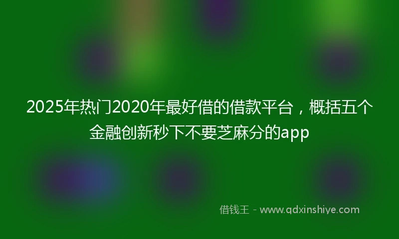 2025年热门2020年最好借的借款平台，概括五个金融创新秒下不要芝麻分的app