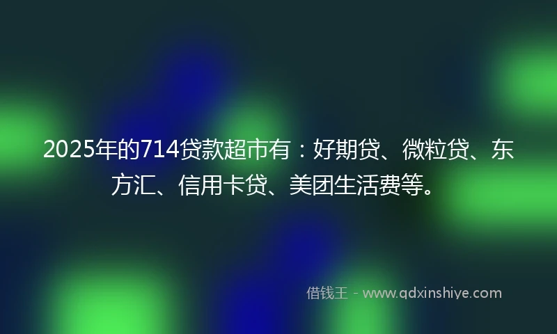 2025年的714贷款超市有：好期贷、微粒贷、东方汇、信用卡贷、美团生活费等。
